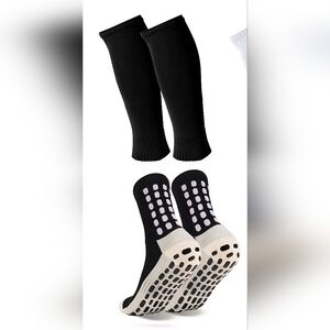 Set Grip Soccer Socks and Shin Guard Sleeves Non Slip Soccer‎ Sleeve